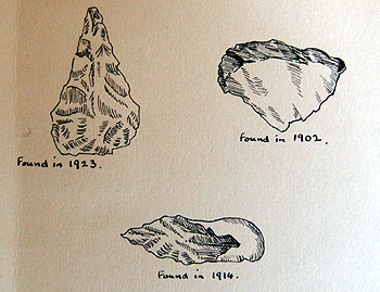 Palaeolithic tools drawn in the Biddenham Women's Institute scrapbook of 1956 [X535/6]
